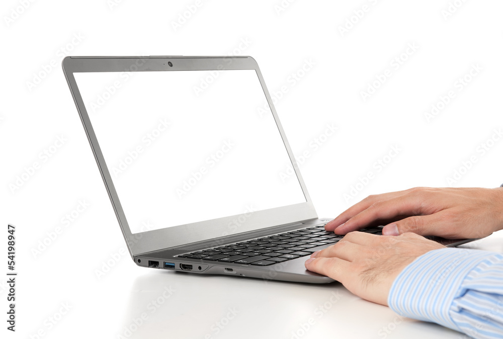 Closeup of businessman typing on laptop computer Closeup of businessman typing on laptop computer