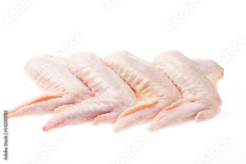 raw chicken wings on white background isolated