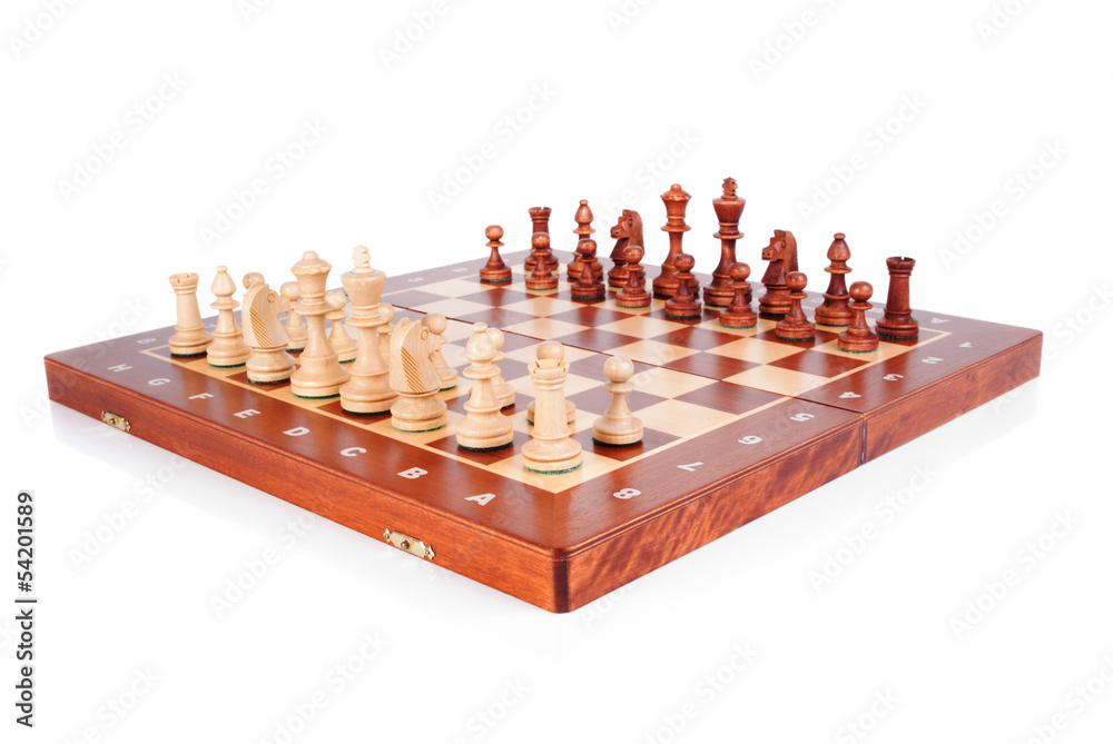 Wooden Chessboard with peaces ready to play Wooden Chessboard with peaces ready to play