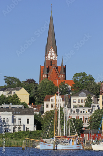 Flensburger Hafen mit St.Jürgen Kirche photo