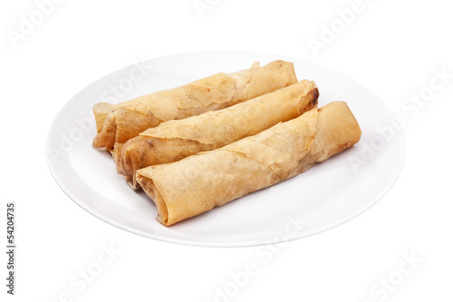 Spring rolls (Dim sum or Loempia), isolated with clipping paths