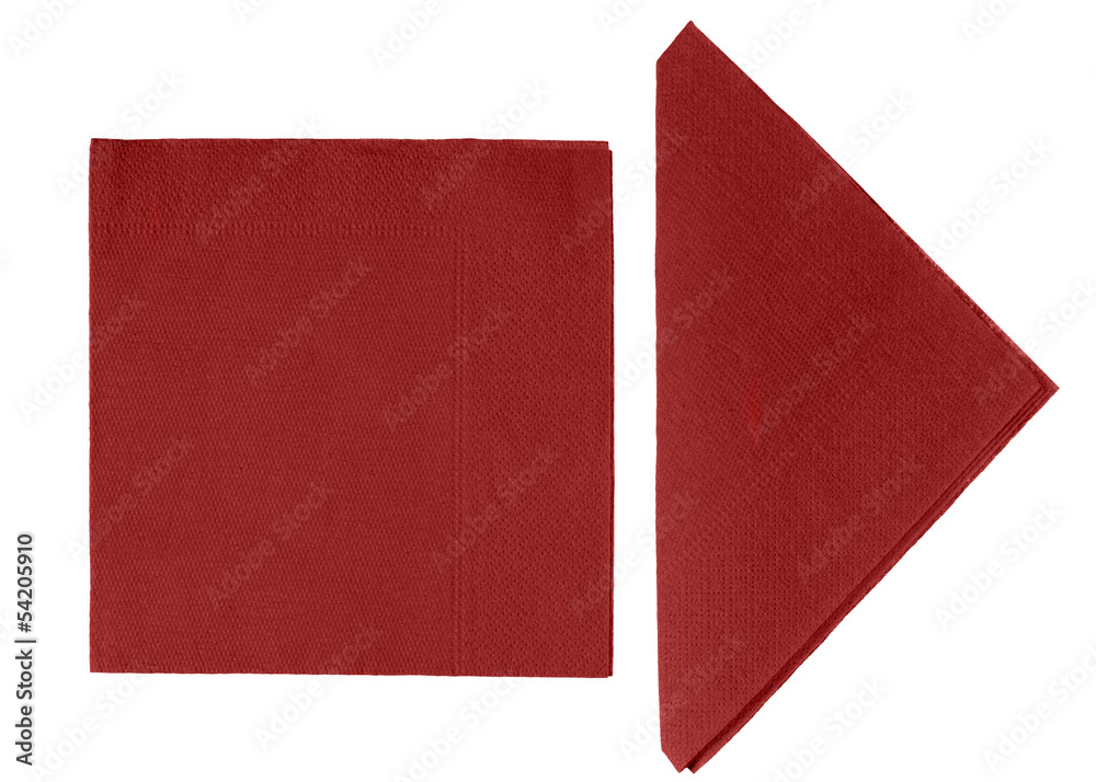 Maroon paper napkins, serviettes isolated - white background Maroon paper napkins, serviettes isolated - white background