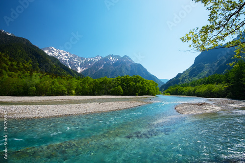梓川と穂高連峰