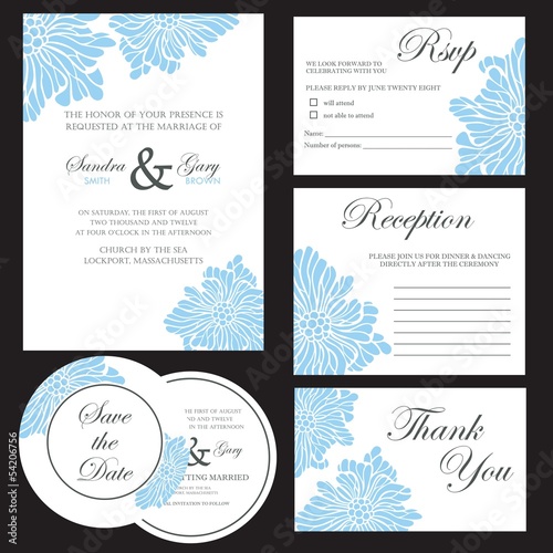 Beautiful floral wedding invitation cards