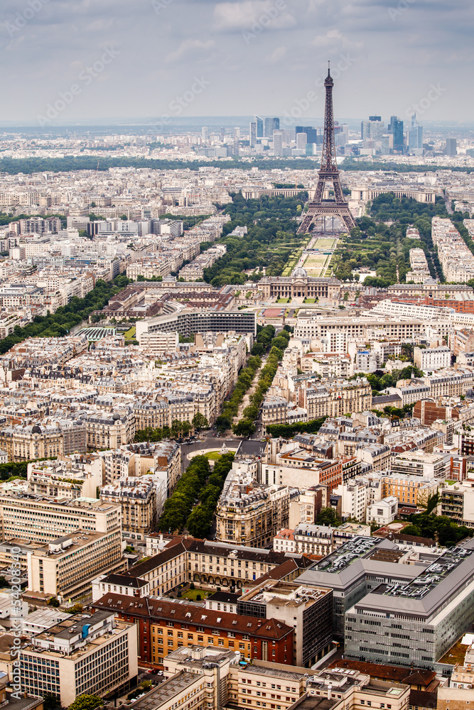 Aerial View on Champs de Mars and Eiffel Tower, Paris, France