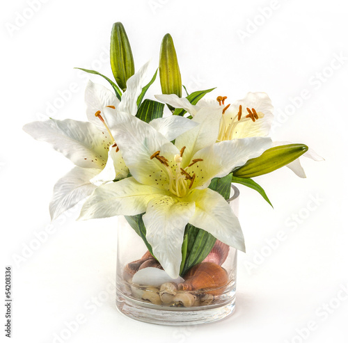 Fototapeta Naklejka Na Ścianę i Meble -  Bouquet of lily in glass vase