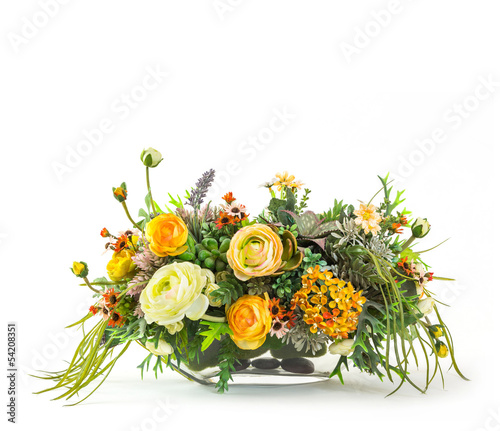 Fototapeta Naklejka Na Ścianę i Meble -  Bouquet of flowers in glass vase
