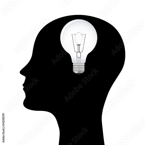 silhouette of a man with a head lamp