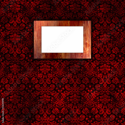Damask wallpaper with wooden frame 3