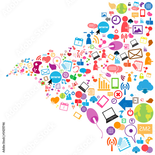 Social network background with media icons