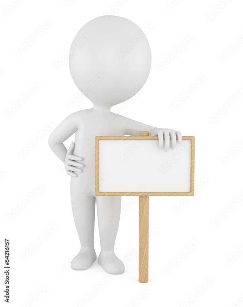 3d man with empty board 3d man with empty board