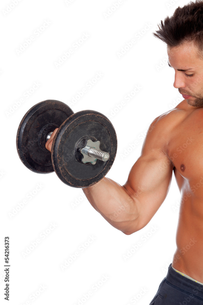 Muscled guy lifting weights Muscled guy lifting weights