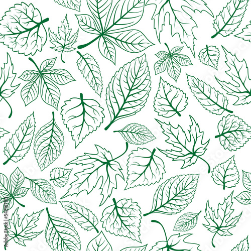 Seamless pattern of green leaves © Vector Tradition