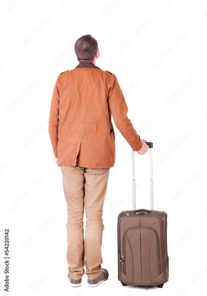 Back view of stylishly dressed man in a brown jackett with suit Back view of stylishly dressed man in a brown jackett with suit