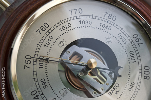 Barometer indicating atmospheric pressure reduction