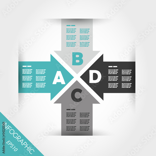 turquoise infographic four arrows in square