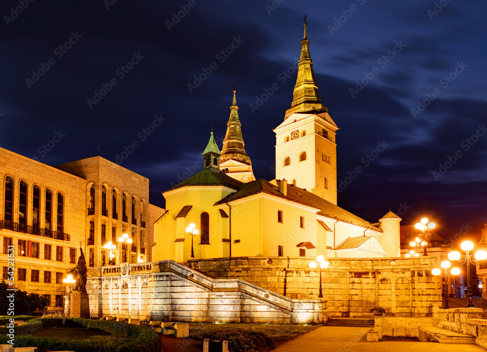 Zilina - Trinity Cathedral, Slovakia atž night