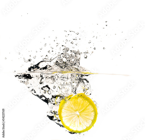 Fresh lemon slice splash