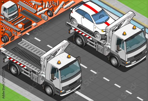 Isometric Tow Truck in Car Assistance photo