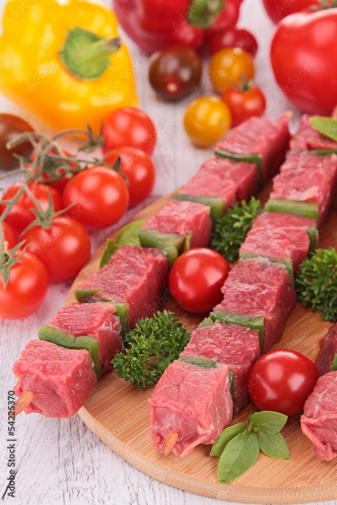 raw beef kebab and ingredient raw beef kebab and ingredient