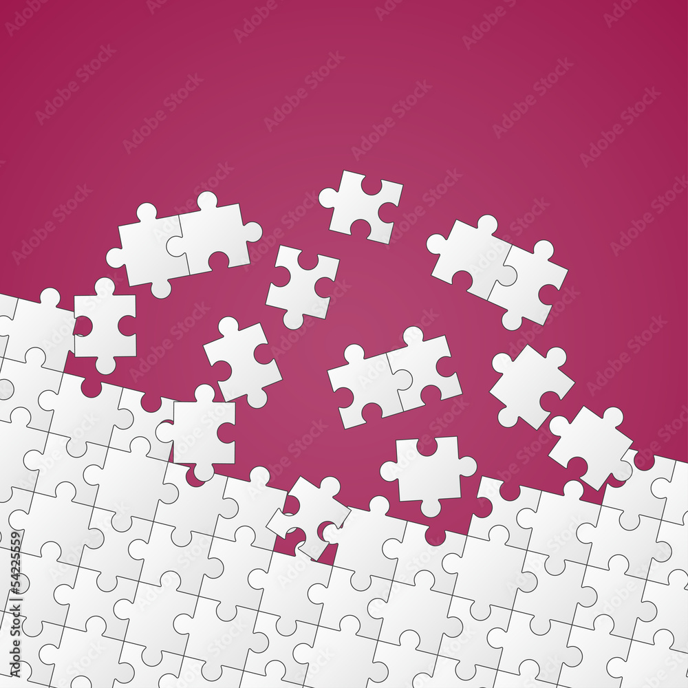 Puzzleteile weiß auf farbigem Hintergrund Puzzleteile weiß auf farbigem Hintergrund