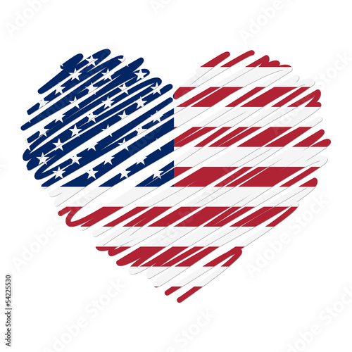 Strichzeichnung Herz - USA