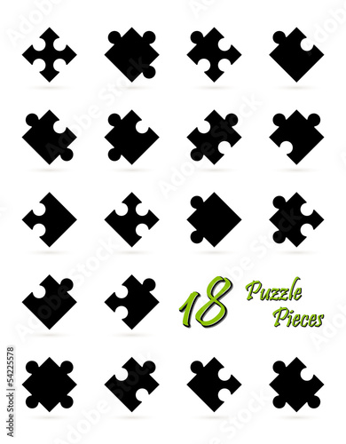 Alle 18 Puzzle Teile - schwarz
