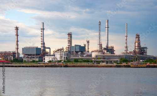 Oil refinery factory at river Thailand