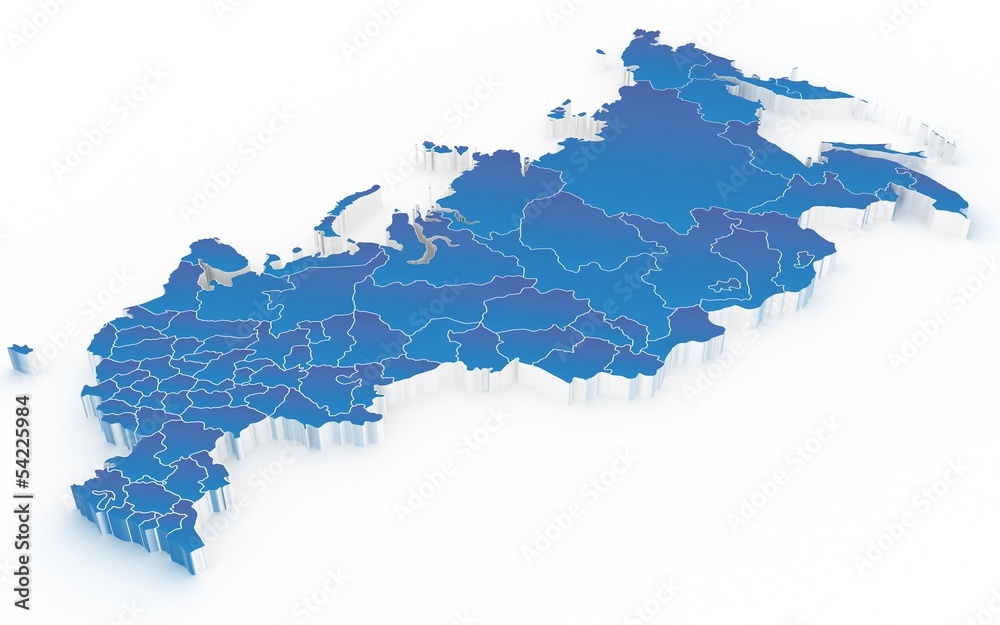 Fototapeta premium Map of Russia with regions isolated on white