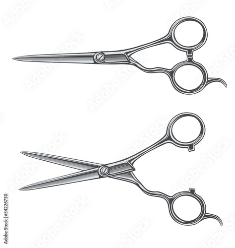 Vector hairdresser scissors. in vintage engraving style