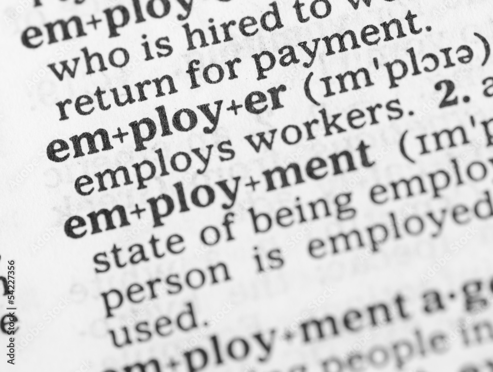 Macro image of dictionary definition of employment Macro image of dictionary definition of employment