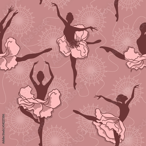 Seamless pattern of ballet dancers