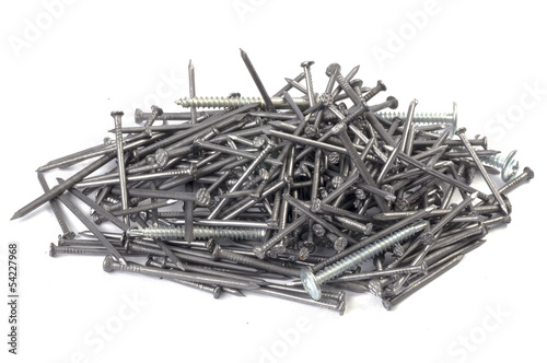 A pile of nails and screws