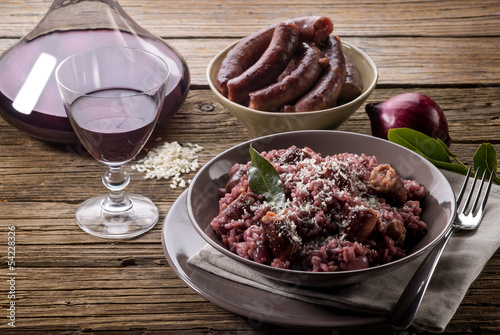 risotto with red wine and sausage