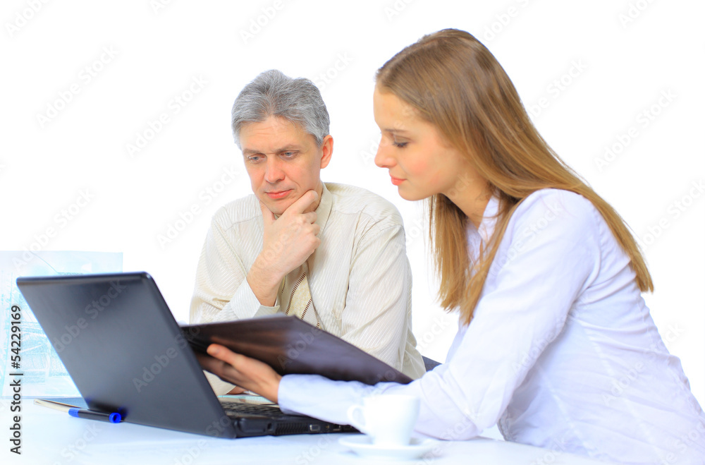A group of good businessmen discuss the work plans. A group of good businessmen discuss the work plans.
