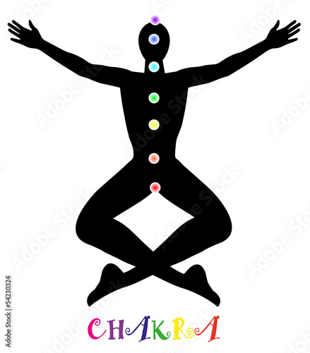 silhouette umana isolata su sfondo bianco  e punti chakra