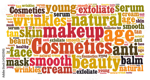 Cosmetics and makeup word cloud
