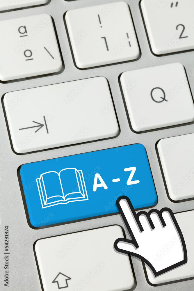 Dictionary keyboard key hand foto de Stock Adobe Stock