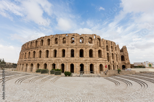 ancient colosseum in El Jem, Tunisia