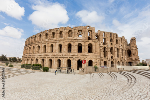 ancient colosseum in El Jem, Tunisia