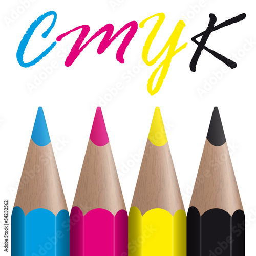 CMYK - 4 Farbstifte mit Text