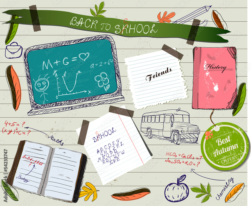 Obraz premium Back to school scrapbooking poster.