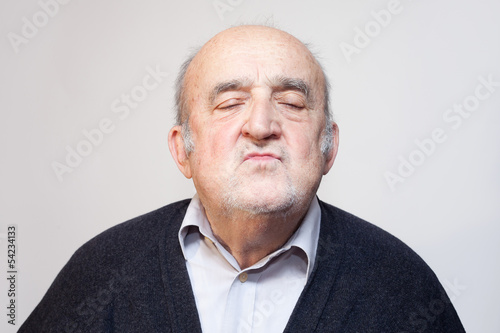 old man kissing photo