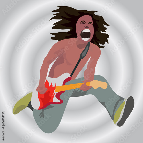 The guitarist in a jump