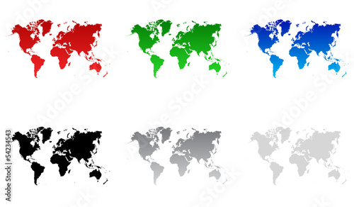 World maps 6 colors