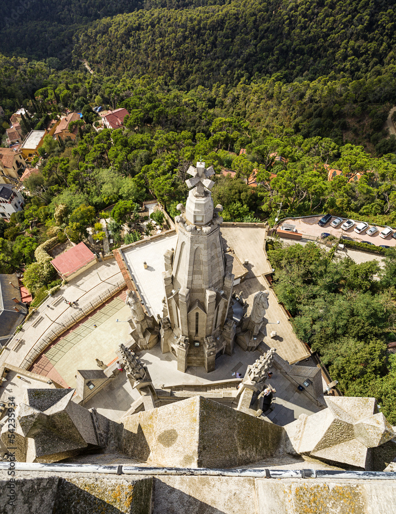 Obraz premium view of roof of church on Tibidabo hill. Barcelona. Spain.