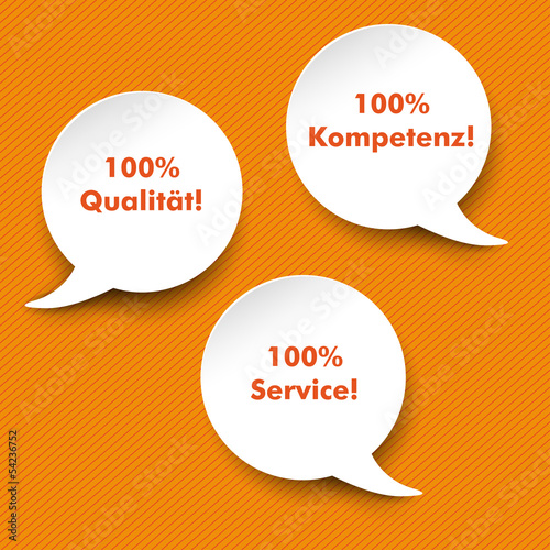 Speech Bubbles Quality, Service, Competence