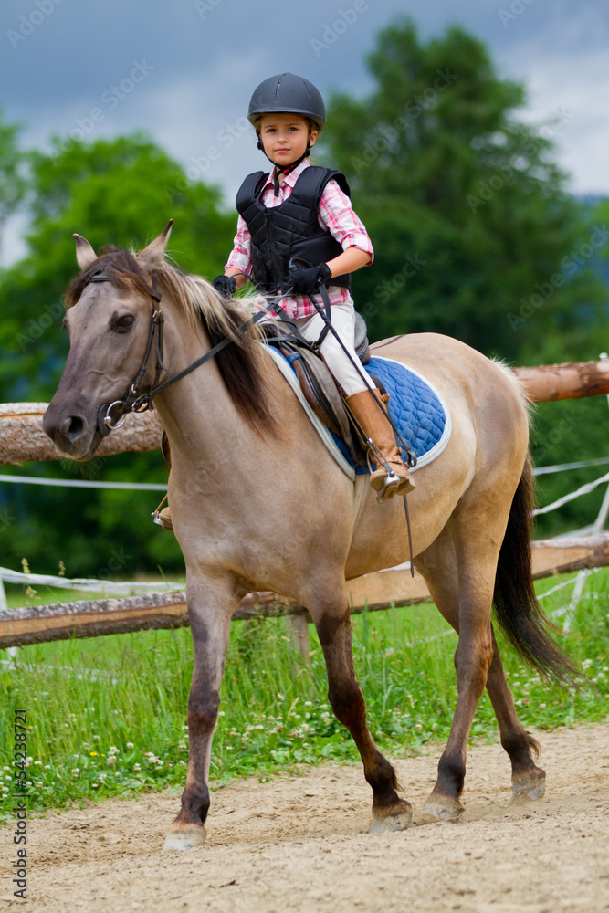 Horse riding - lovely girl is riding on a horse Horse riding - lovely girl is riding on a horse