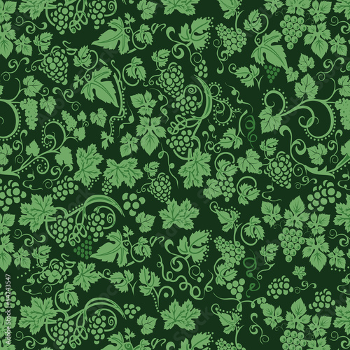 pattern of grapes on a green background