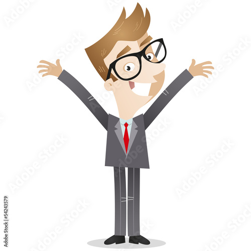 Businessman, happy, standing, open arms, welcome